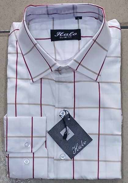 Chemise manche longue 100%coton blanc rayure slim taille XL