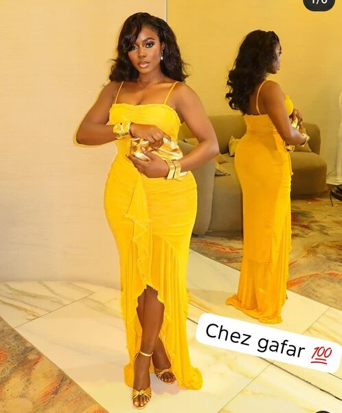 Robe Jaune Élégante Femme