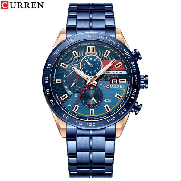 Montre homme CURREN bleu chronographe