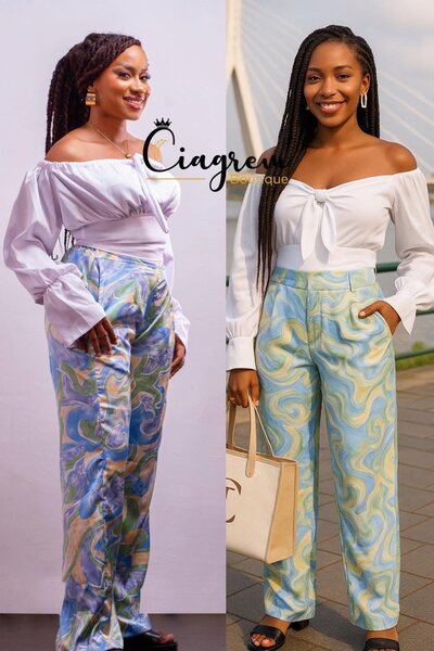 Pantalon fluide à motifs