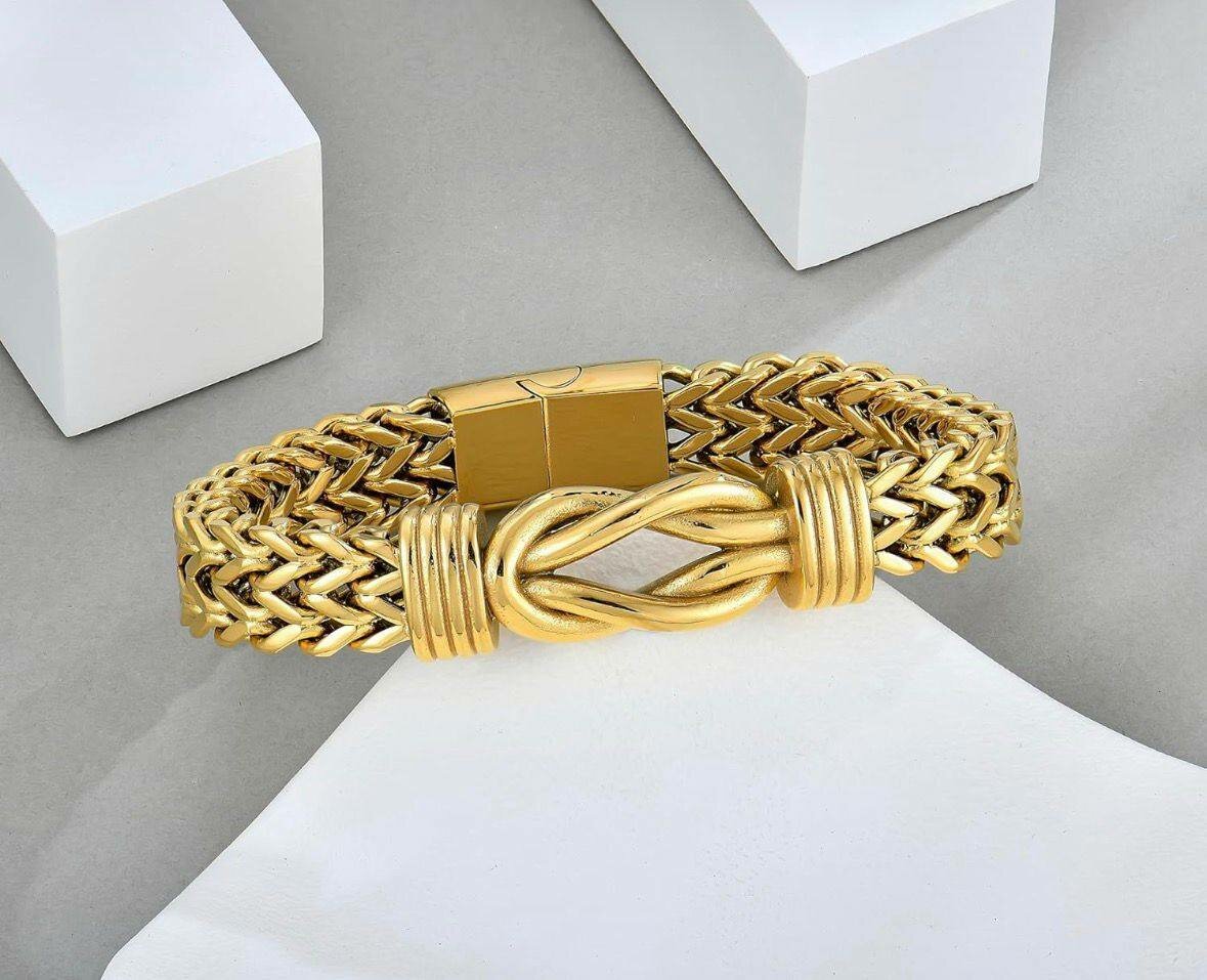 Bracelet Homme en Acier Inoxydable Doré