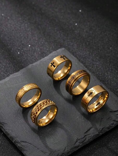 Anneaux en acier inoxydable doré