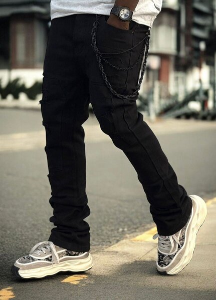 Jean Cargo Noir Streetwear Homme