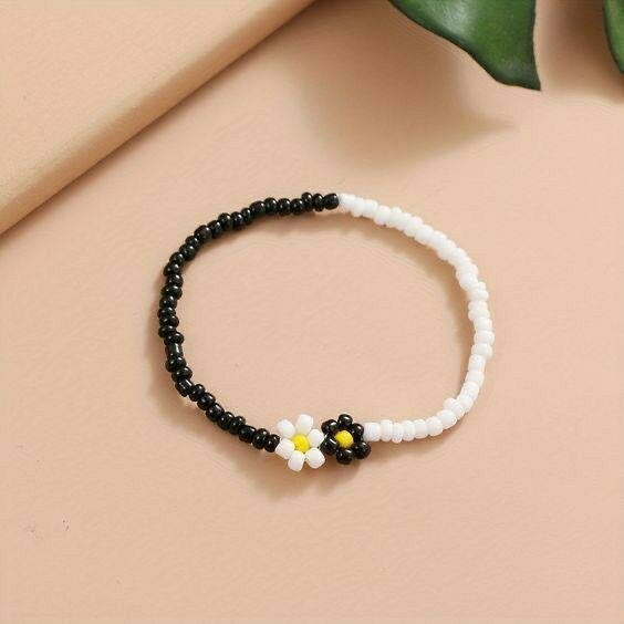 Bracelet perles fleurs