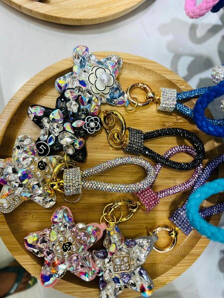 Women's keychain with rhinestones