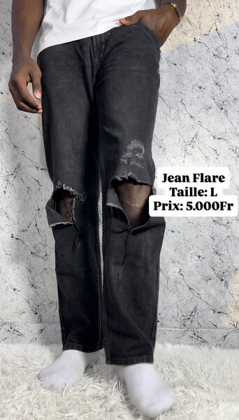 Jean Flare Déchiré Noir