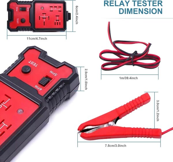 Testeur de relais automobile 12 V Vérificateur de batterie,