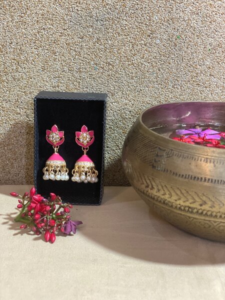 Pink Indian Menakari Jhumki