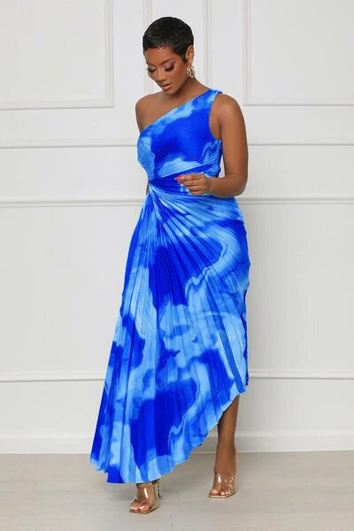 Robe asymétrique bleue