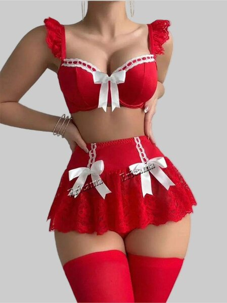Ensemble Lingerie Rouge Élégant