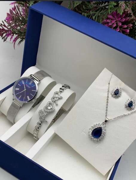 Ladies watch with bracelet and earring