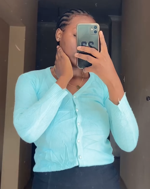  Short knitted cardigan with buttons in sky blue  size:S