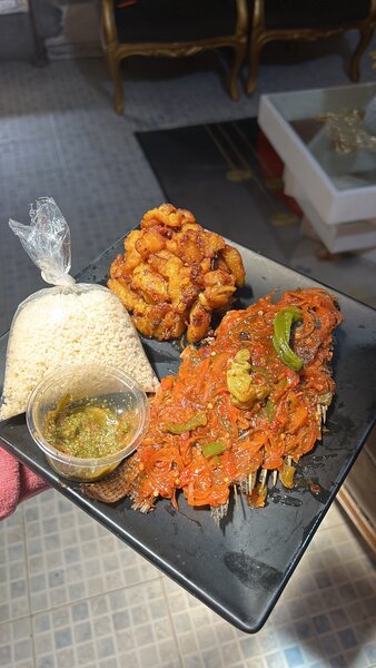 Poisson  avec Riz et Plantains