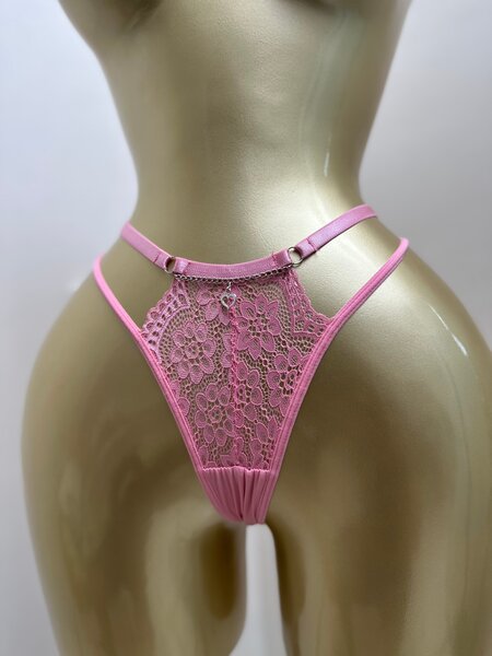 String sexy en dentelle rose