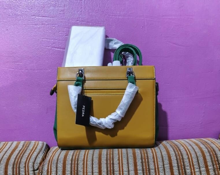 Sac à main PERRA marron et vert