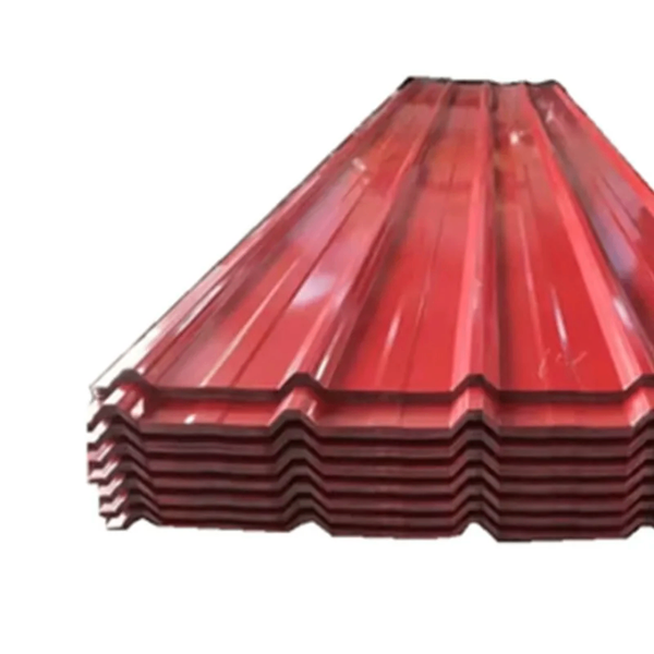 Tôle métallique rouge ondulée pour toiture