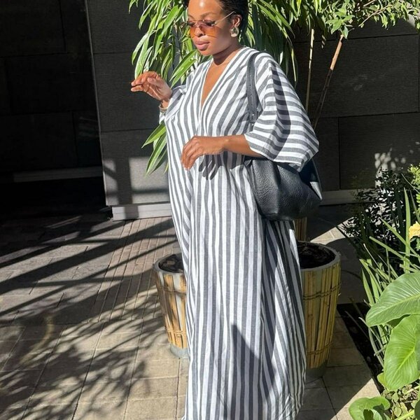 Robe maxi à rayures élégante