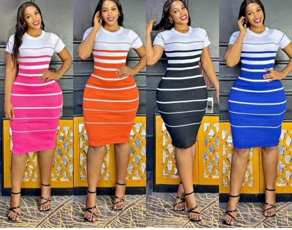 Robe moulante rayée chic