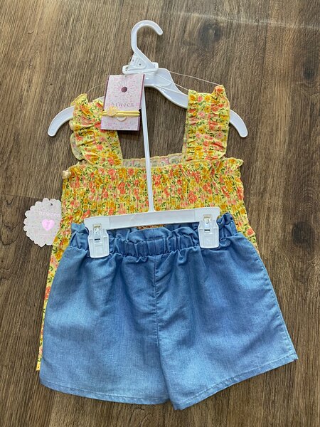 Ensemble enfant été fleuri