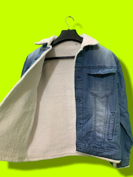 Sky Blue Full Fur Denim Jacket