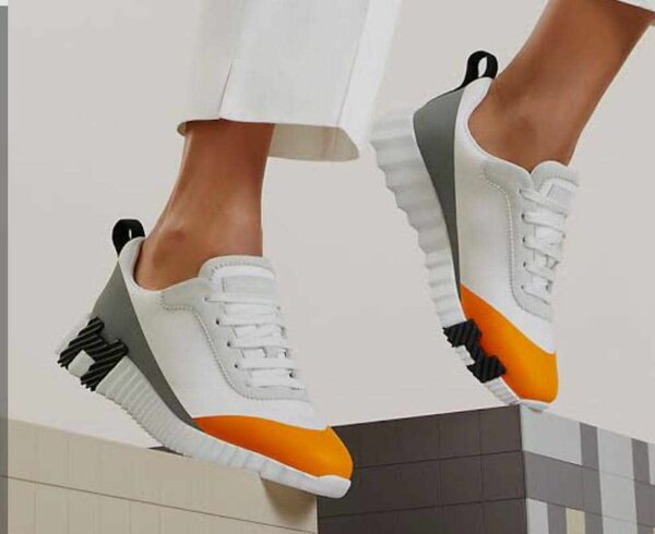 Sneakers tendance orange & blanc
