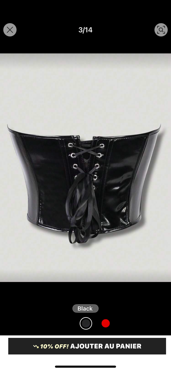 Corset noir en similicuir