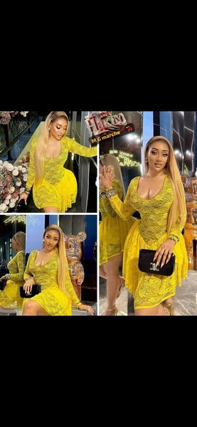 Robe en dentelle jaune glamour