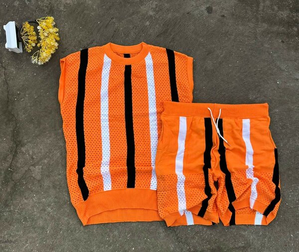 Ensemble d'été rayé orange