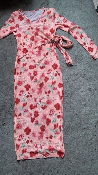 Plain Pink bodycon wrap dress