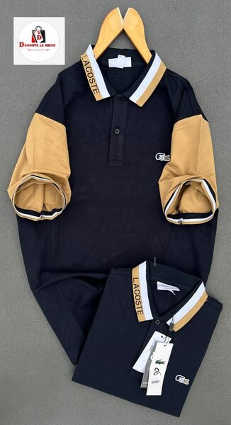 Polo homme noir et beige