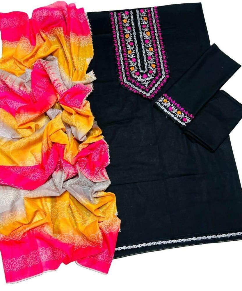 3 pcs women's unstitched Lawn embroidery suit