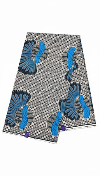 Pagne Wax Africain Bleu Noir