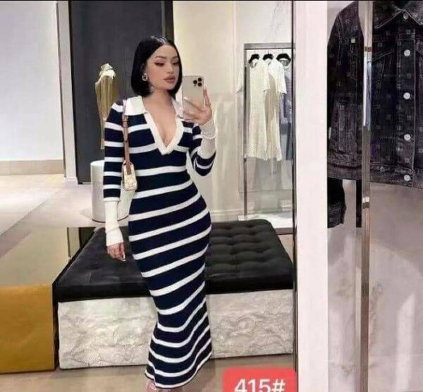 Robe Longue Rayée Élégante