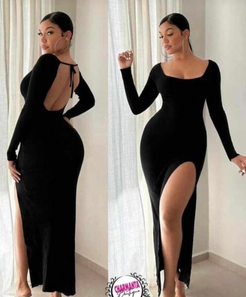 Robe Longue Échancrée Élégante