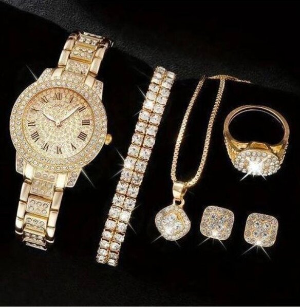 Ensemble Bijoux et Montre Doré