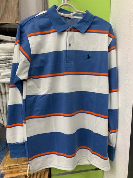 Polo à rayures bleu-blanc