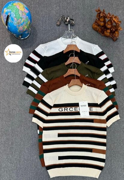 Pulls Rayés en Coton Homme