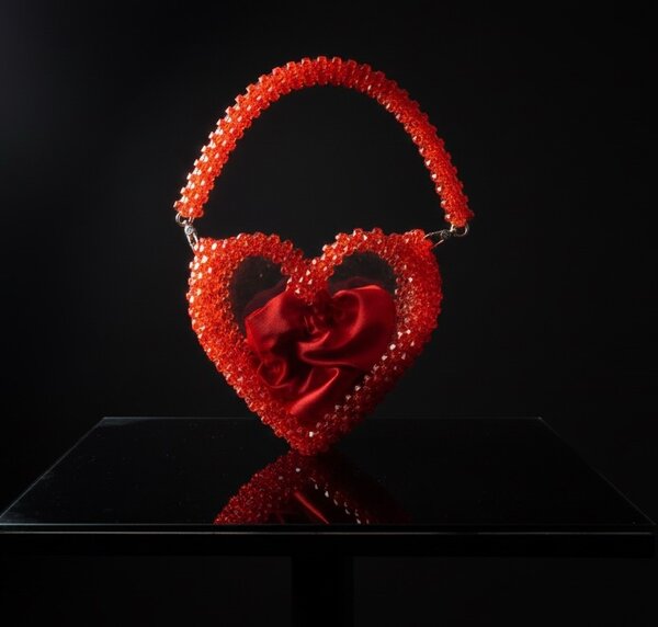 Sac à main cœur cristal