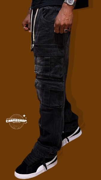 Pantalon cargo noir pour homme