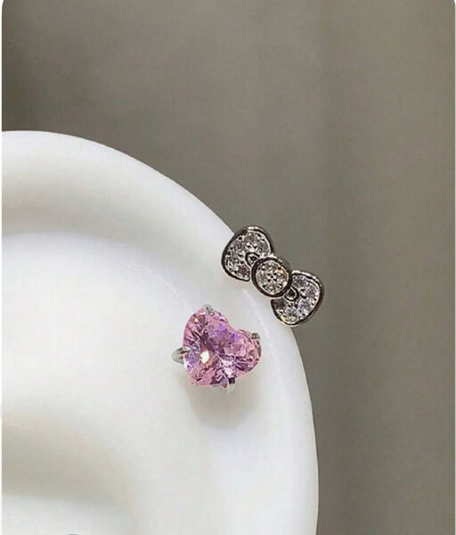 Boucles d'oreilles cœur et nœud