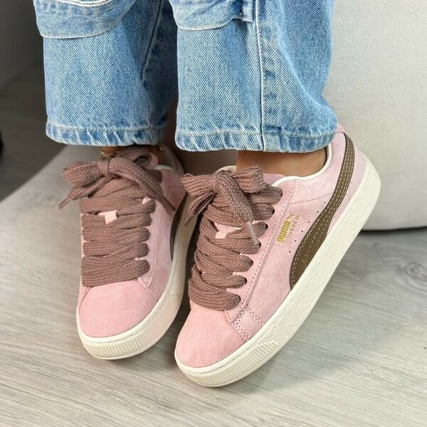Baskets roses en daim pour femmes