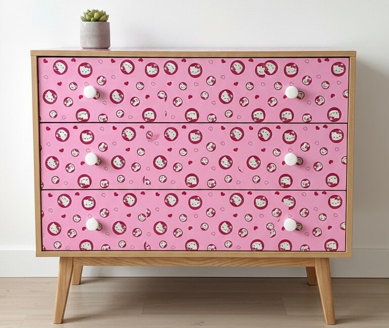 Papier Peint Adhésif Rose Motif Chat