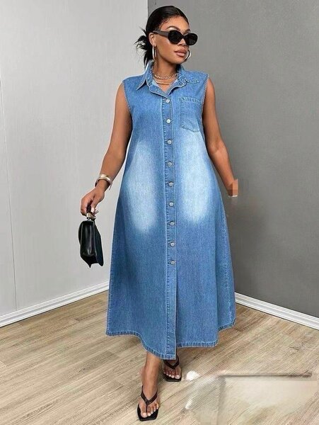 Robe en jean sans manches