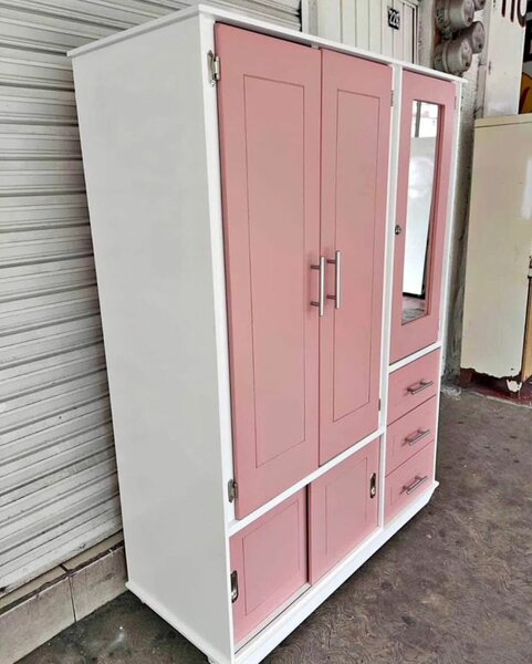 Armoire polyvalente rose blanc