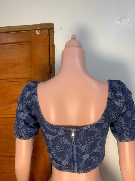 Top en jean imprimé femme