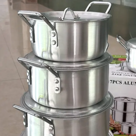 7PÇS SET ALUMINIUM COOKING POTS WITH FITTING LIDS