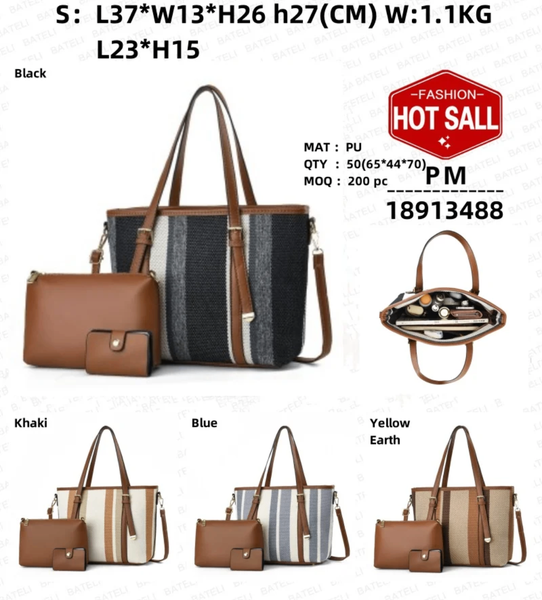 Sac à main en toile rayé élégant