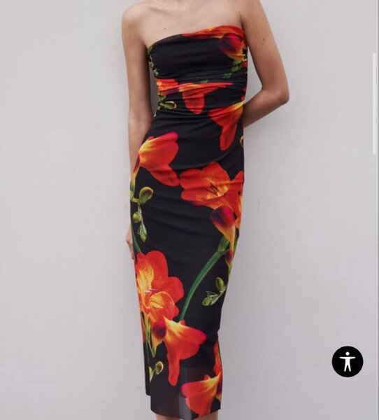 Zara Strapless Flower midi dress