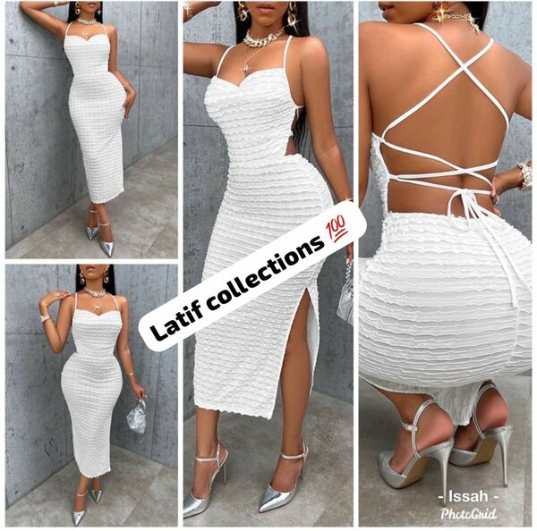 Robe Blanche Élégante en Dentelle