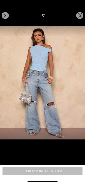 Top asymétrique bleu femme